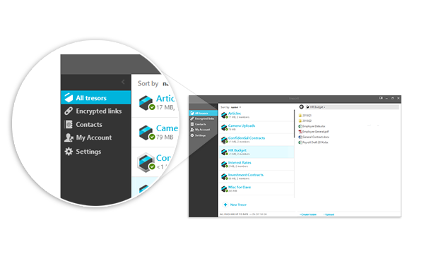 Use the Navigation Bar and the new right panel to browse encrypted links and tresor details easily.