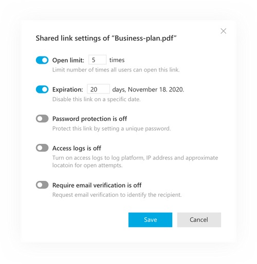 Share files securely inside and outside your company